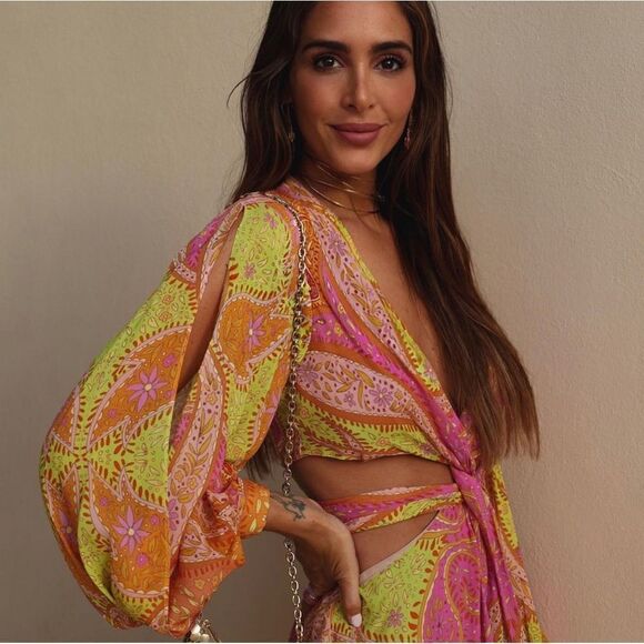 Zara Cut Out Printed Dress New - Picture 10 of 13